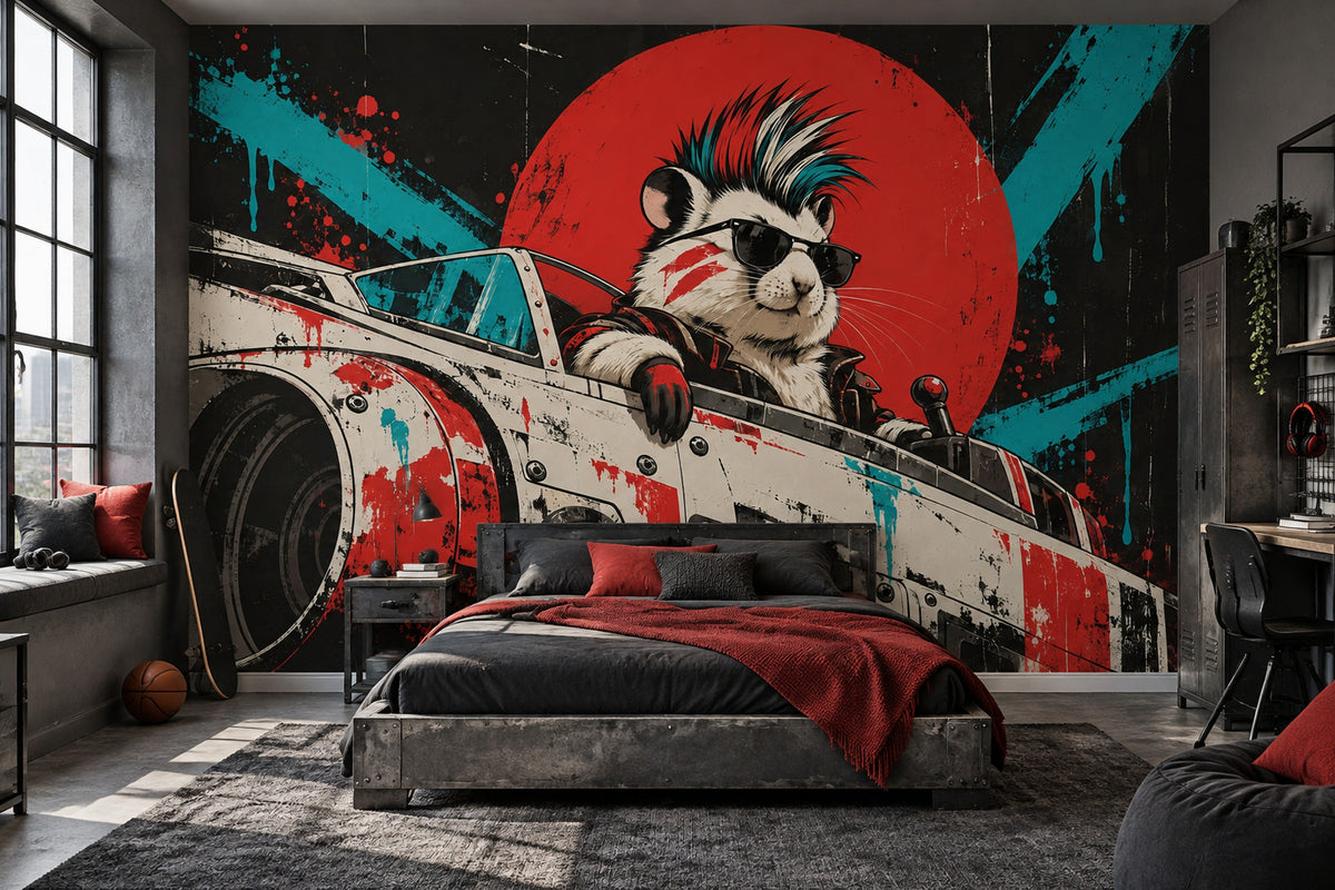 Punk Hamster In Sci Fi Cockpit Wallpaper Street Art Wall Mural