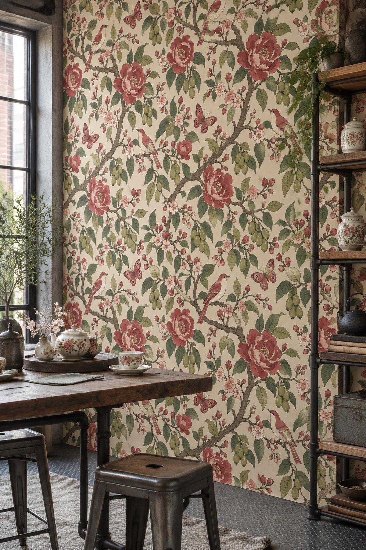 Pink Cherry Blossom Birds Wallpaper Chinoiserie Floral Pattern