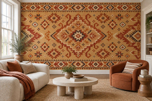 Kilim Medallion Wallpaper Southwestern Geometric Wall Mural