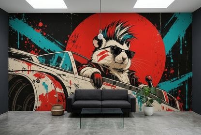 Punk Hamster In Sci Fi Cockpit Wallpaper Street Art Wall Mural