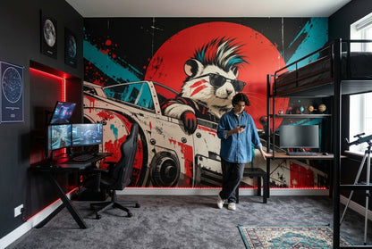 Punk Hamster In Sci Fi Cockpit Wallpaper Street Art Wall Mural
