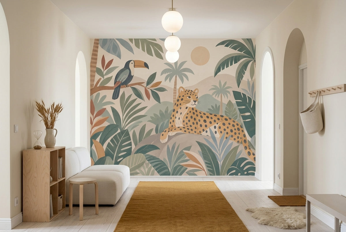 Cheetah And Toucan Wallpaper Tropical Jungle Wall Mural