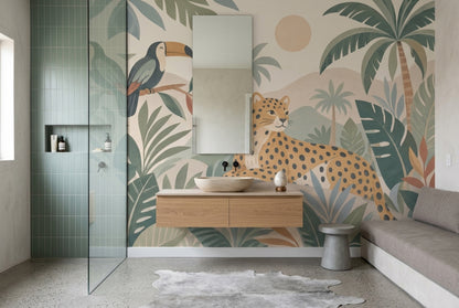 Cheetah And Toucan Wallpaper Tropical Jungle Wall Mural