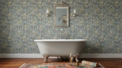 Parrot Pairs Wallpaper Chinoiserie Floral Branch Pattern