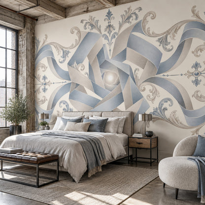 Ornamental Geometric Rosette Wallpaper Elegant Damask Wall Mural