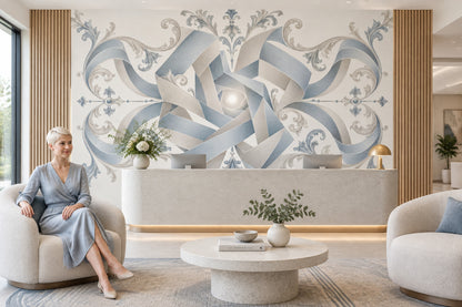 Ornamental Geometric Rosette Wallpaper Elegant Damask Wall Mural
