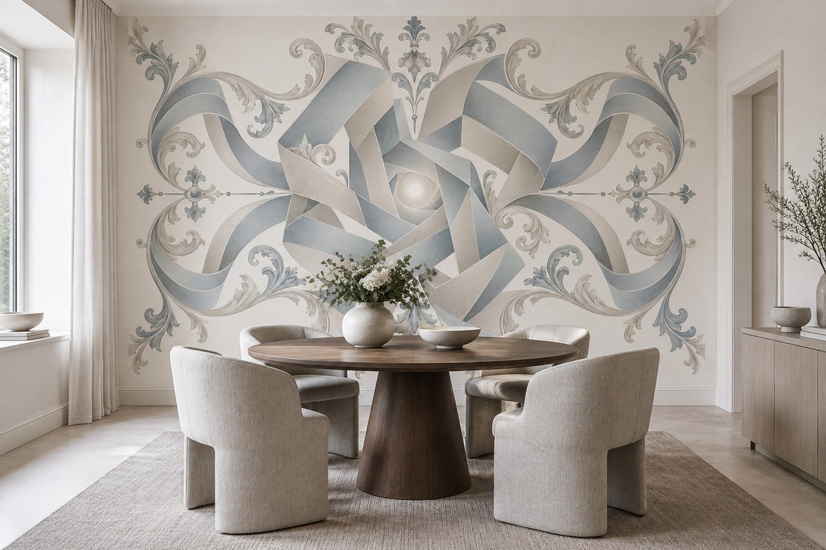 Ornamental Geometric Rosette Wallpaper Elegant Damask Wall Mural