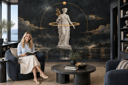 Classical Statue Wallpaper Gold Halo Wall Mural