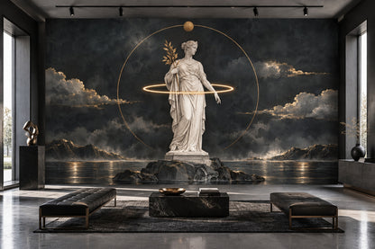 Classical Statue Wallpaper Gold Halo Wall Mural