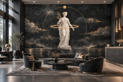 Classical Statue Wallpaper Gold Halo Wall Mural