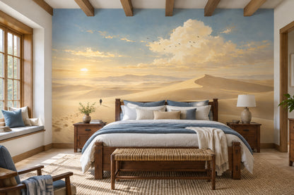 Desert Sand Dunes Wallpaper Sunset Sky Wall Mural