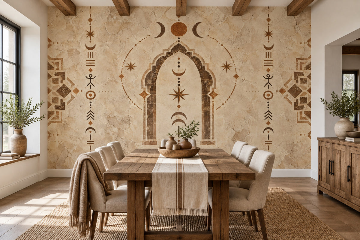 Moroccan Arch Wallpaper Celestial Geometric Wall Mural
