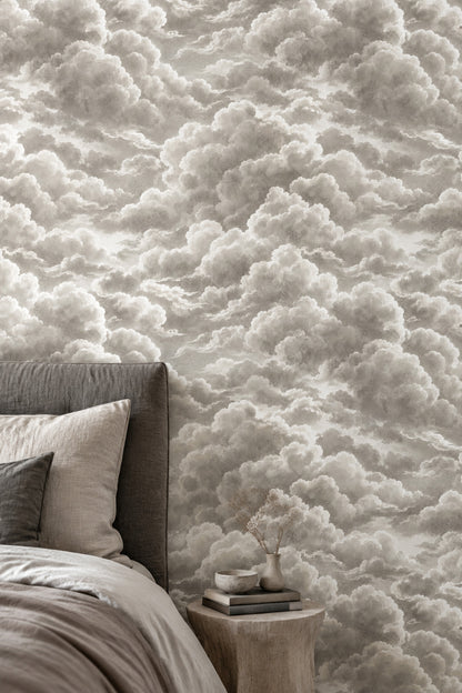 Cloudscape Wallpaper Vintage Gray Sky