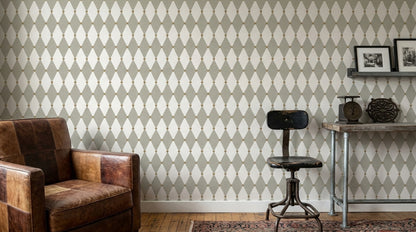 Heart Argyle Wallpaper Speckled Ivory Sage Gray And Gold
