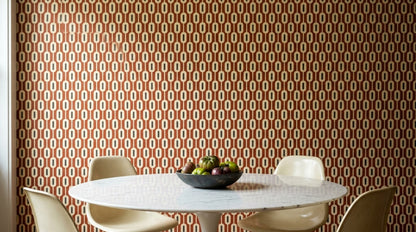 Chain Link Oval Wallpaper Terracotta Mid Century Modern Geometric