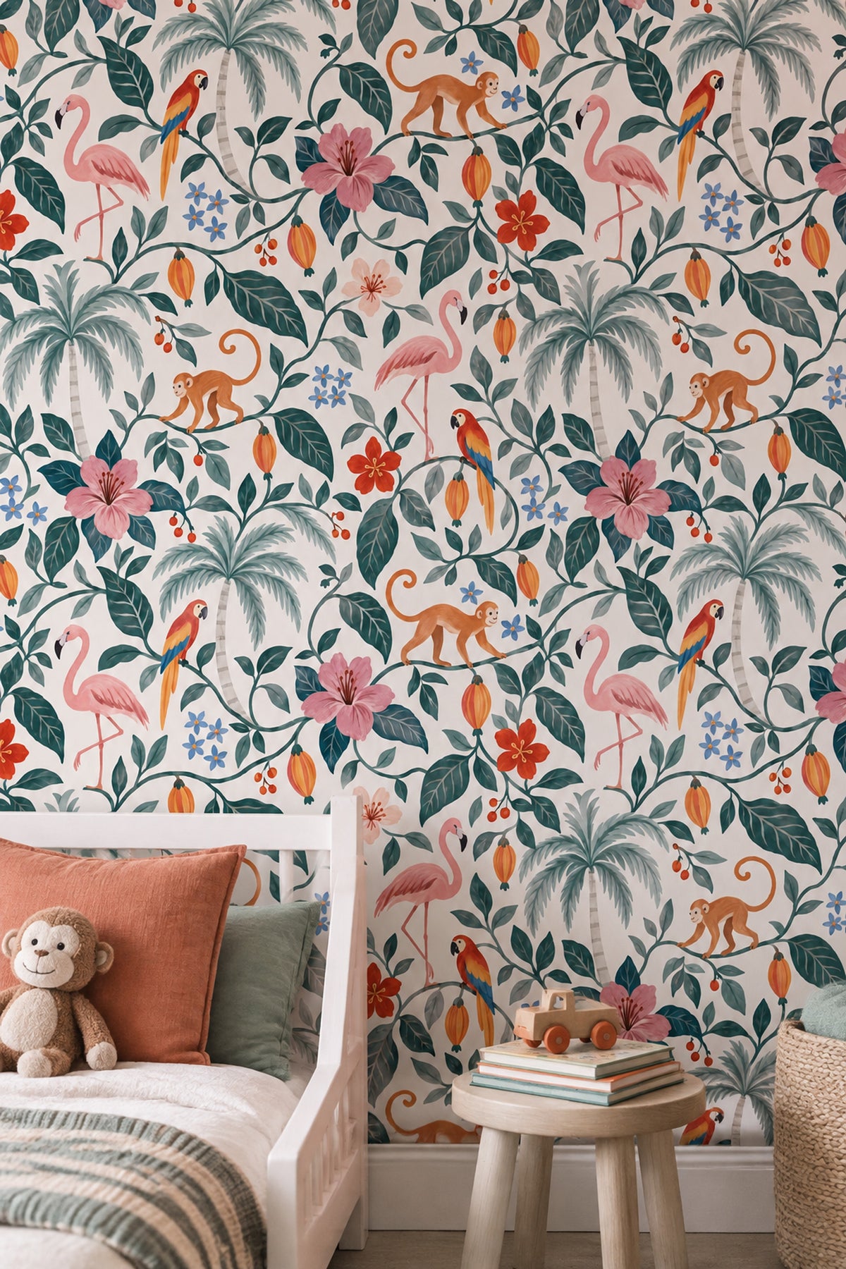 Flamingo Jungle Wallpaper Pink Botanical Pattern
