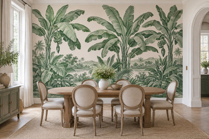 Vintage Tropical Jungle Wallpaper Toile Landscape Wall Mural