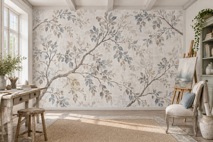Watercolor Branches Wallpaper Ivory Background Wall Mural