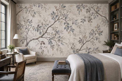 Watercolor Branches Wallpaper Ivory Background Wall Mural