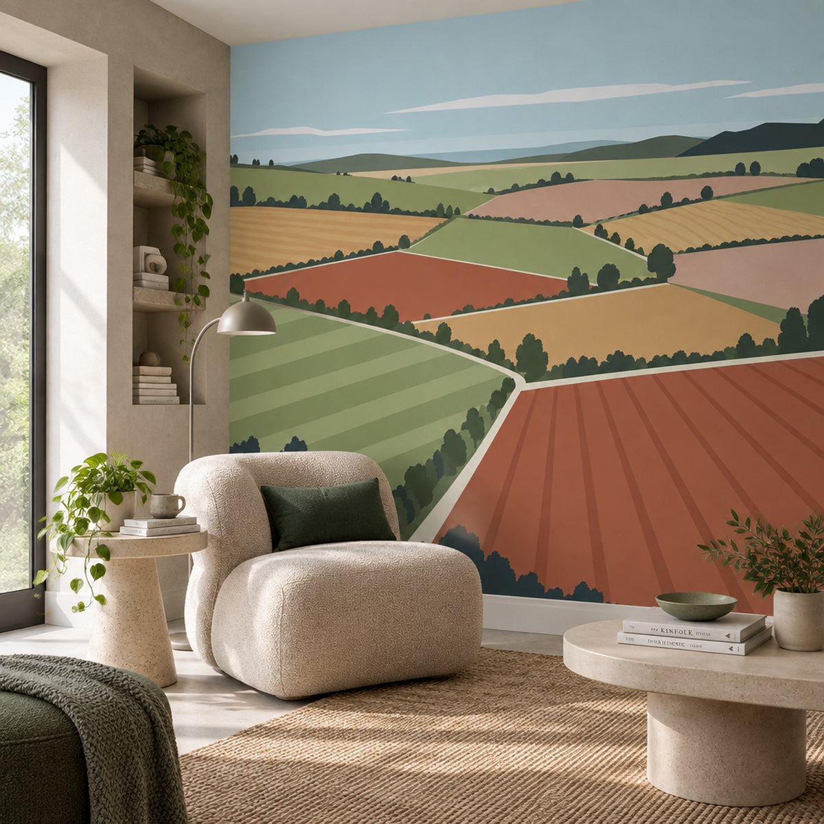 Patchwork Farmland Wallpaper Rolling Hills Wall Mural