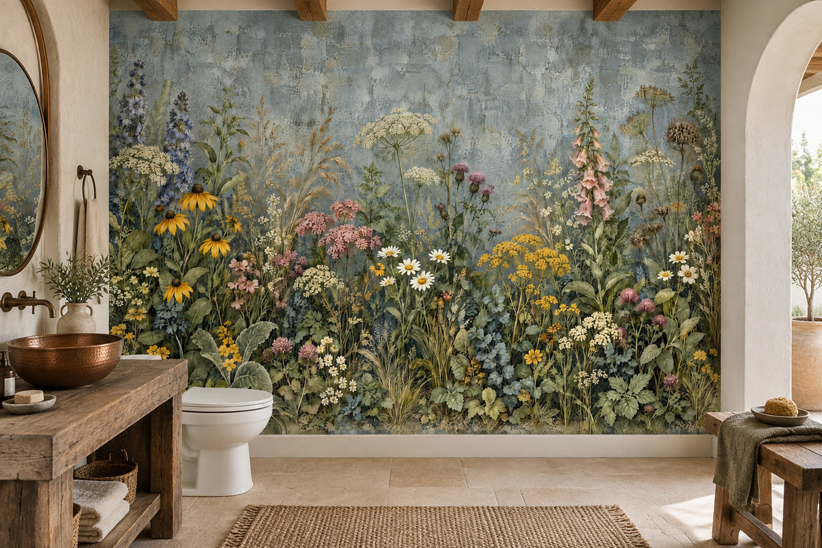 Meadow Flowers Wallpaper Vintage Botanical Wall Mural