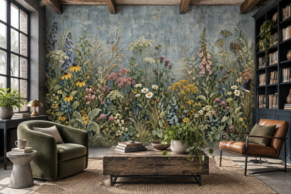 Meadow Flowers Wallpaper Vintage Botanical Wall Mural