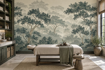 Misty Forest Wallpaper Chinoiserie Landscape Wall Mural