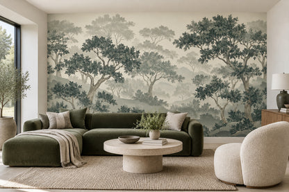 Misty Forest Wallpaper Chinoiserie Landscape Wall Mural