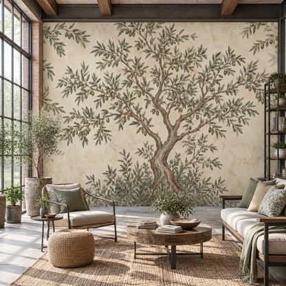 Olive Tree Wallpaper Vintage Fresco Wall Mural