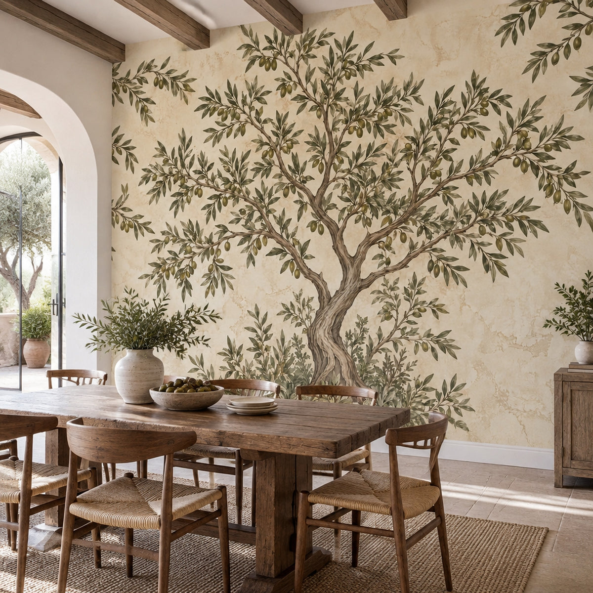 Olive Tree Wallpaper Vintage Fresco Wall Mural