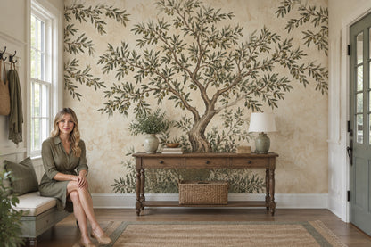 Olive Tree Wallpaper Vintage Fresco Wall Mural