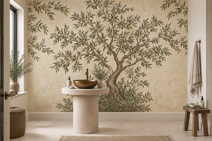 Olive Tree Wallpaper Vintage Fresco Wall Mural
