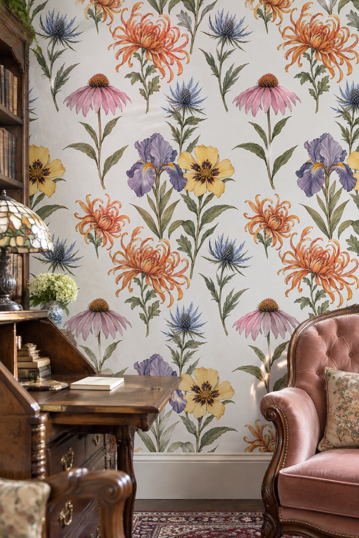 Botanical Wildflower Wallpaper White Background