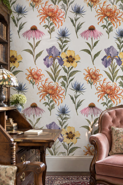 Botanical Wildflower Wallpaper White Background