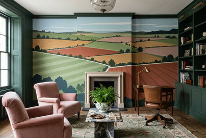 Patchwork Farmland Wallpaper Rolling Hills Wall Mural