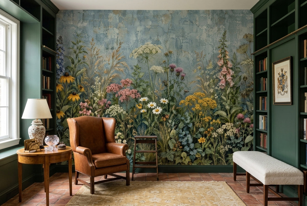 Meadow Flowers Wallpaper Vintage Botanical Wall Mural