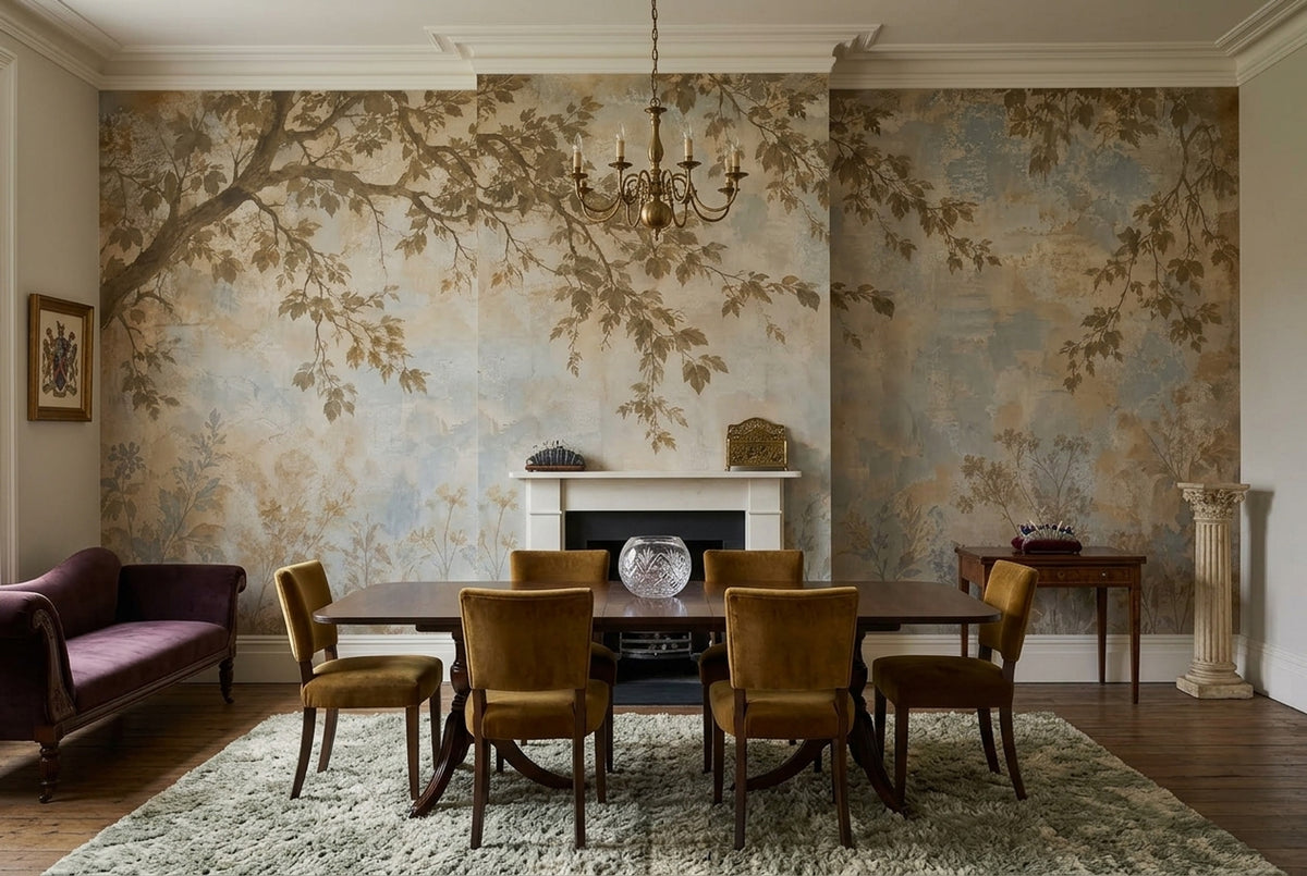 Vintage Botanical Branches Wallpaper Sepia Garden Wall Mural