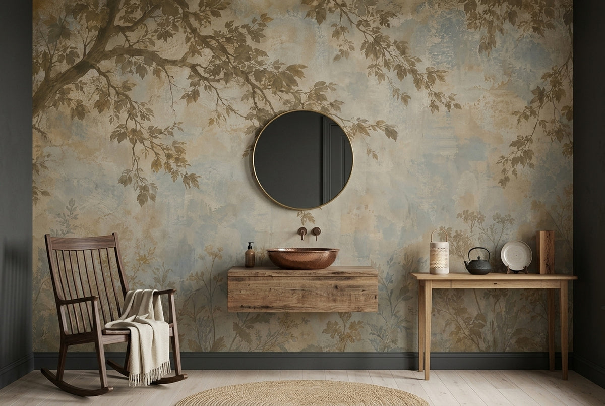 Vintage Botanical Branches Wallpaper Sepia Garden Wall Mural