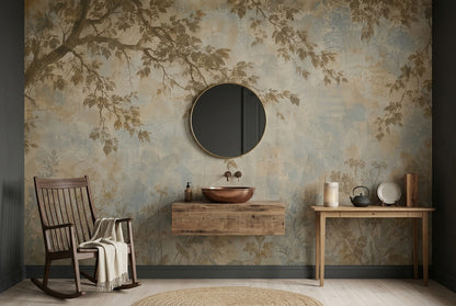 Vintage Botanical Branches Wallpaper Sepia Garden Wall Mural