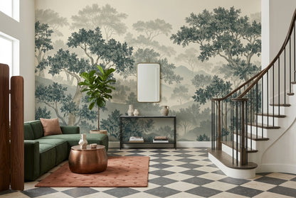 Misty Forest Wallpaper Chinoiserie Landscape Wall Mural