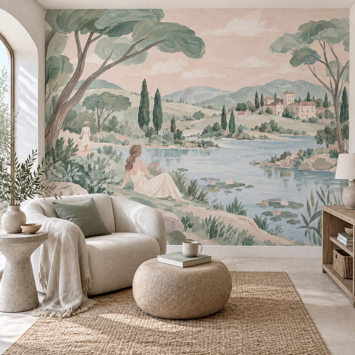 Lake Lily Pads Wallpaper Tuscan Countryside Wall Mural