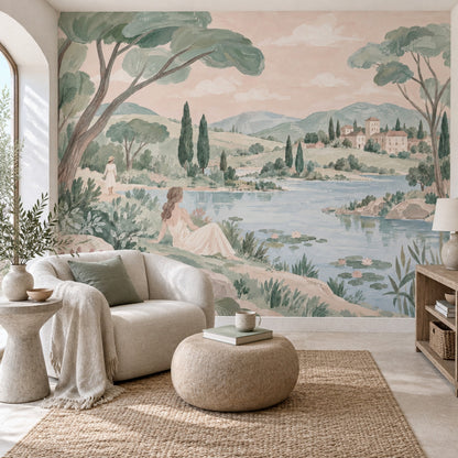 Lake Lily Pads Wallpaper Tuscan Countryside Wall Mural
