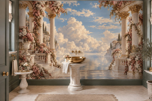 Corinthian Columns Terrace Wallpaper Romantic Villa Wall Mural