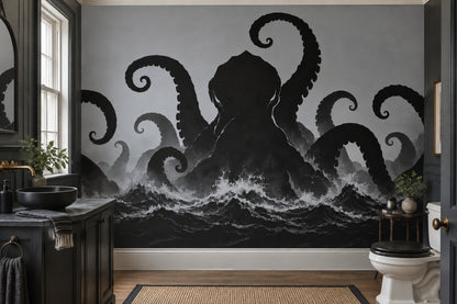 Kraken Tentacles Wallpaper Stormy Sea Wall Mural