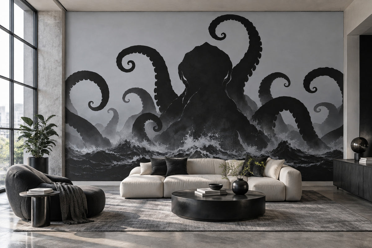 Kraken Tentacles Wallpaper Stormy Sea Wall Mural