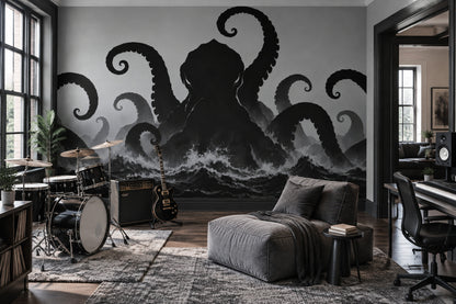 Kraken Tentacles Wallpaper Stormy Sea Wall Mural