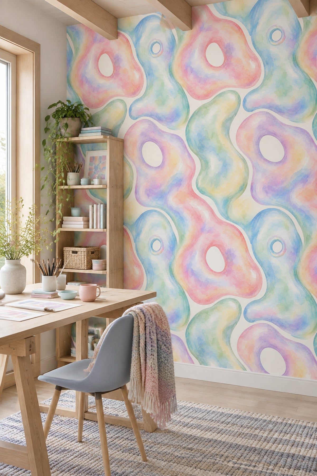 Abstract Shapes Wallpaper Pastel Watercolor Texture