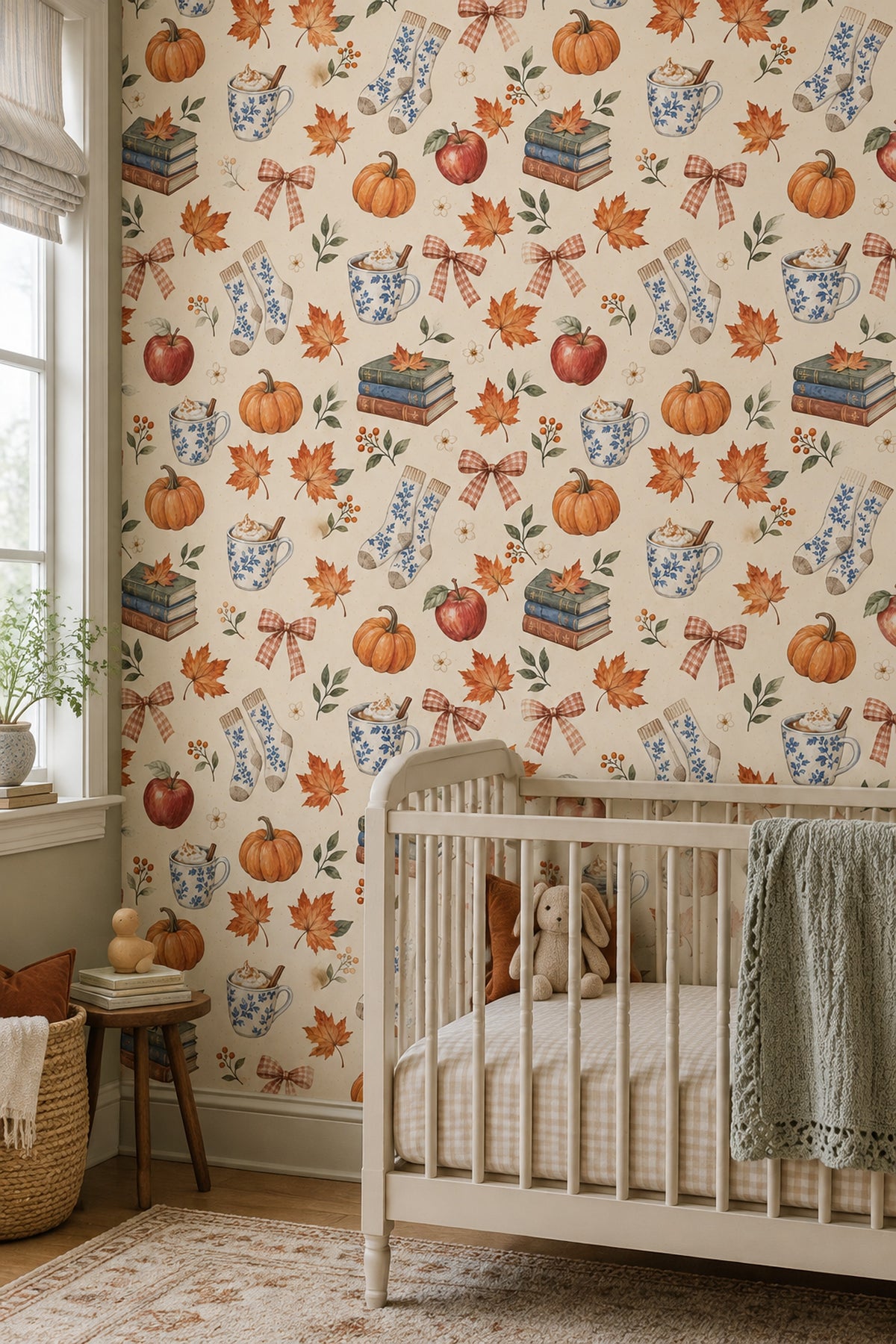 Autumn Harvest Wallpaper Cozy Watercolor Pattern