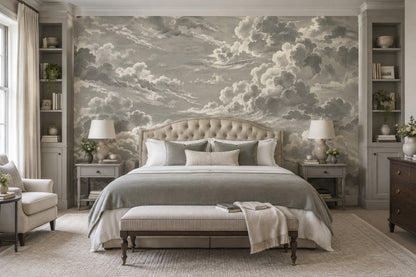 Vintage Cloudscape Wallpaper Gray Sky Wall Mural