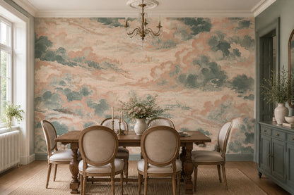 Pastel Cloudscape Wallpaper Textured Sky Wall Mural